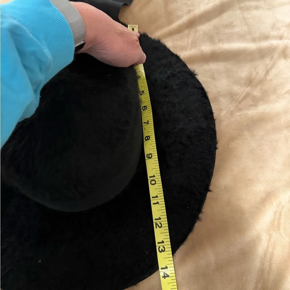 Vintage Black Edwardian Angora Fur Hat With Ribbon - Picture 5 of 5